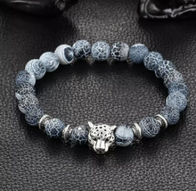 Mens Silver Plated Leopard Bracelet - $14.00