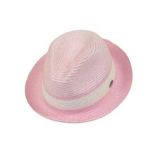 Men's Bently Semi Crushable Fedora Briad Straw Hat Dante DA220 Pink/White image 3