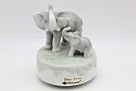 Otagiri Elephant Music Porcelain Box Born Free Rotates Japan Mom &amp; Baby ... - $21.79