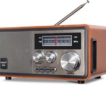 Retro Vintage Wood Bluetooth Fm Home Radio With 15W Subwoofer, And Aux In. - $46.94