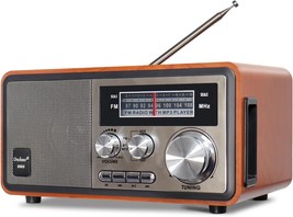 Retro Vintage Wood Bluetooth Fm Home Radio With 15W Subwoofer, And Aux In. - £36.93 GBP