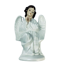 Angel Kneeling Glazed Ceramic Handmade Statue 8 inch tall Nativity 80s Vintage - £9.60 GBP