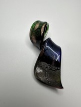 Vinatge Green Blue Murano Glass Necklace Pendant 6.5cm - $14.85