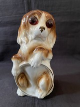 Antique Porcelaine Parfum Lampe Chien Figurines Verre Yeux - $98.99