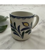 Pottery Barn Anfora Jardin Lemon Painted Coffee Mug Blue White Mexico Cup - $19.79