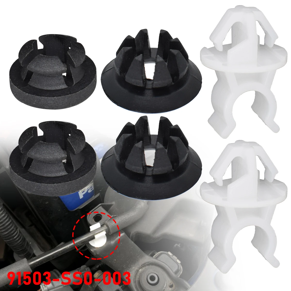 6pc Bonnet Hood Support Prop Rod Holder Clip Fixing Rivet Fit for Honda ... - $14.81