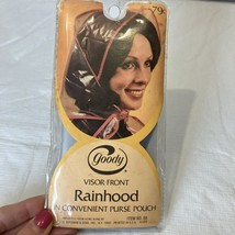 Vintage 1973 Goody Visor Front Rainhood good w Purse Pouch NOS New Old S... - $10.84 CAD