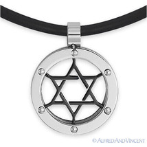 Stainless Steel Magen Star of David Judaica Jewish Charm Pendant Choker Necklace - £17.39 GBP