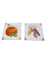 VTG 1984 Avon Shades of Autumn Pumpkin &amp; Corn Trivets Hanging Tiles - $378.90 MXN