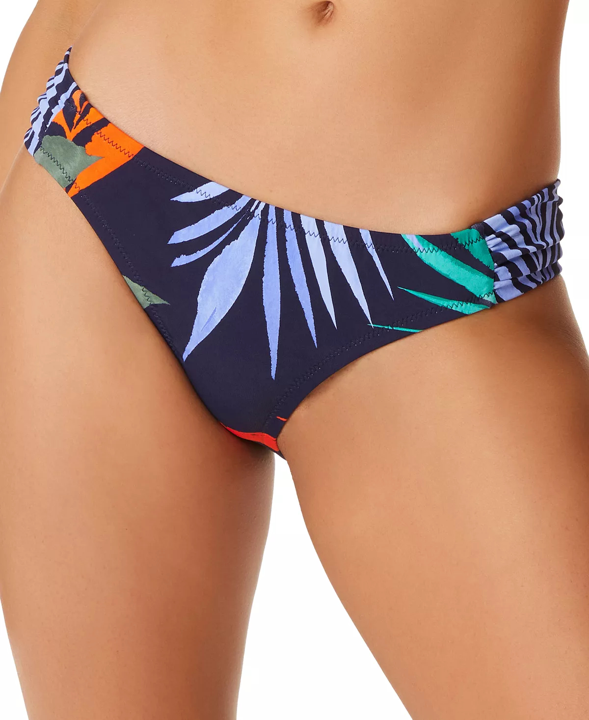 Primary image for JESSICA SIMPSON Bikini Swim Bottoms Side Shirred Navy Print Size Medium $48 -NWT