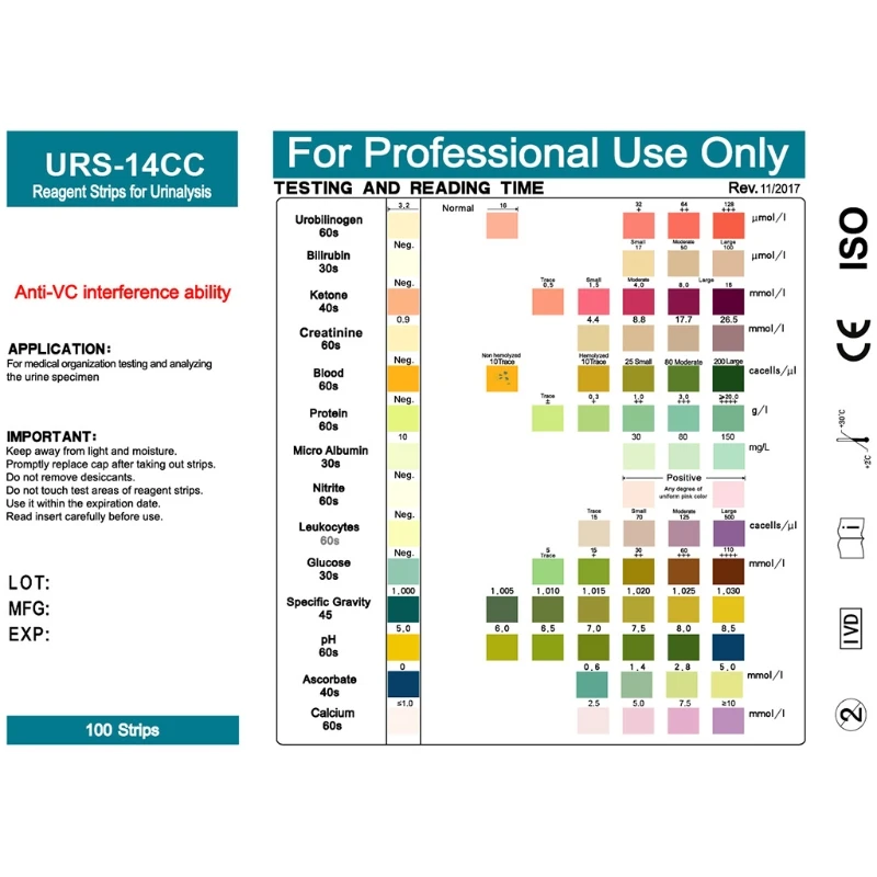 14-in-1 Urinalysis Test Strips 14 Paeter Urine Test Strips for Leukocytes Ph - $221.22