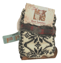 The Original Muk Luks Women&#39;s Boots Sweaters Ebony Ivory Reversible #33673 New - £5.58 GBP