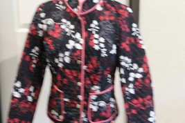 KIM ROGERS SIGATURE LADY&#39;S QUILTER JACKET PETITE MEIDUM BLACK RED WHITE ... - $29.81 CAD