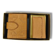 Vintage Baronet Genuine Leather Wallet Key Holder Set Bifold Kisslock Coin - £16.33 GBP