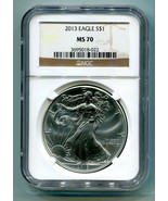 2013 AMERICAN SILVER EAGLE NGC MS 70 BROWN LABEL PREMIUM QUALITY MS70 PQ - £51.59 GBP