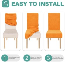 New Set Of 6 Pcs Dining Chair Covers Stretch Spandex Seat Home Slipcovers Orange - £23.58 GBP