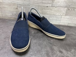 Grasshoppers Sneakers Women 8M Indie Shoes Blue Slip On Denim Comfort Wedge - $27.54