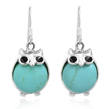 Chubby Night Owls Turquoise .925 Silver Earrings - £12.65 GBP