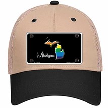 Michigan Rainbow Novelty Khaki Mesh License Plate Hat - £21.81 GBP