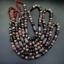 Vintage Fancy Aventurine Skunk Feather Venetian Style Beads | African - $58.20