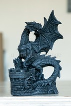 Guardian Dragon &amp; Medieval Castle Candle Holder &#39;Stone&#39; Finish, Superb Detail - £19.55 GBP