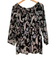 Floral &amp; Ivy Womens  Babydoll Blouse 3/4 Sleeve Top Size Large Pleats Na... - $239.89 MXN