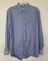 Peter Millar 100% Cotton Button Up Shirt Men&#39;s L Blue Large  - £14.15 GBP