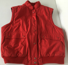 vintage winter jacket vest large pockets zip snap button lined red sears... - $454.54 MXN