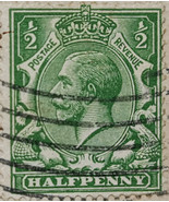 King George V Green Half Penny Stamp - $398.93 CAD