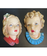 2 lot Vintage Italian Girls Chalkware Wall Hanging Plaque 5” x 8” - $924.04 MXN