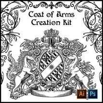 DIY Custom Coat of Arms Creation Kit / Custom Family Crest, Heraldry, Logo - £10.61 GBP