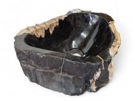 Petrified Sink Wood Natural Stone Attachment Washbowl Bathroom Black - £534.20 GBP