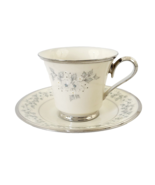 LENOX China WINDSONG Floral Pattern Footed Tea Cup &amp; Saucer Set Platinum... - €8,24 EUR