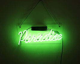 Handmade &#39;Paradise&#39; Wedding Beautiful Banner Art Light Neon Sign 14&quot;x6&quot; - £55.14 GBP