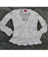 Y2k ISDA &amp; Co crocheted Sweater Drapey V-nec Pullover Top Juniors XL-Vin... - $32.70