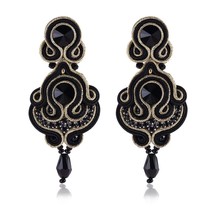 KpacoTa Fashion delicate hanging earring, Ethnic jewelry rhinestone soutache Han - £14.86 GBP