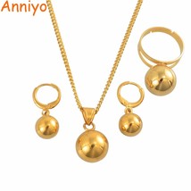 Anniyo Ball Beads Pendant Necklaces Earrings Ring for Women Girls PNG Jewelry Se - £12.31 GBP