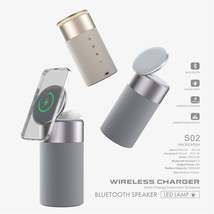 3 In 1 iPhone &amp; AirPods Wireless Charger/BT Speaker/Touch Lamp - £94.81 GBP