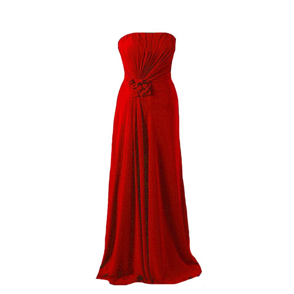 Kivary Women's Long Strapless Floral Simple Chiffon Corset Prom Bridesmaid Dress
