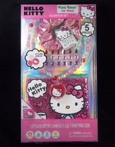 Hello Kitty 5 pc Glamour Set Lip Gloss necklace stick on gems bag scrunc... - $9.95