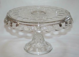McKee Plymouth Thumbprint Clear Pedestal Cake Stand w/Rum Well  #2487 - £39.22 GBP