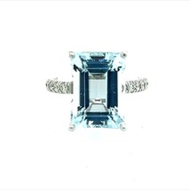 Natural Aquamarine Diamond Ring 6.5 14k W Gold 6.67 TCW Certified $5,990 216191 - £2,309.65 GBP