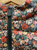 Cath Kidston London Floral Down Stowaway Hood Puffer Vest Zip Mock Neck ... - $42.23