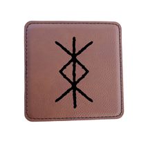 Coaster - Viking Protection Rune - SET OF 2 - Leather or Stitched Cork (... - $16.65