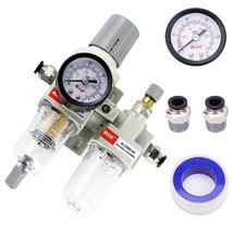 RIH Pneumatics Compressed Air Filter Regulator Lubricator, 1/4“ NPT Auto-Drain - £31.09 GBP