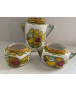 Desimone Hand Painted Italian Pottery Coffee Tea Pot Sugar Creamer Fish MCM - £124.76 GBP