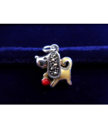 Sterling Silver Dog Marcasite Enameled Bracelet Charm - $7.60