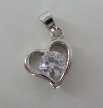 CHARM ONLY ONE CLEAR STONE SET IN SILVER COLOR HEART SWEETHEART GIFT JEW... - £7.91 GBP