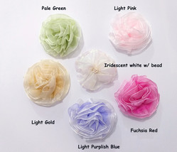 3-1/2&quot; 9cm wide - 1 pc Layer Organza Cabbage Flower Appliques Craft Handmade C9 - £4.74 GBP