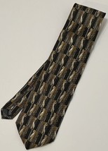 Alfred Sung Necktie Neck Tie 100% Italian Silk Brown Geometric Pattern - $8.95